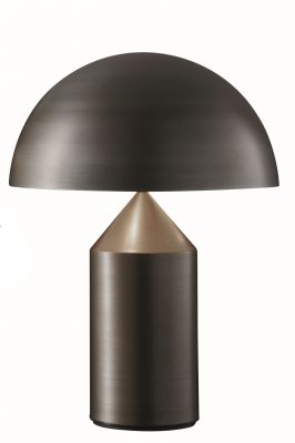Atollo Tischleuchte von Oluce in Satin Bronze: Design Lampe mit geometrischen Formen.
